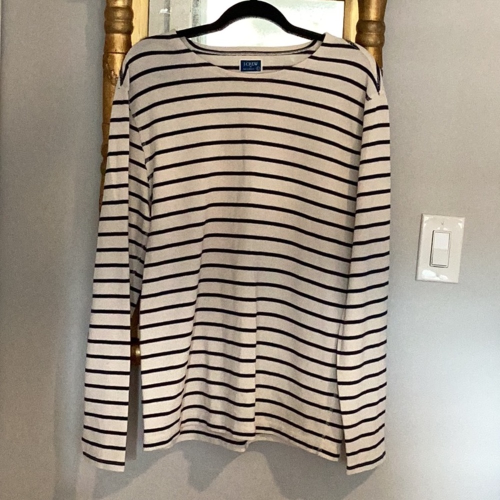 J Crew NWOT Navy and cream striped tunic L